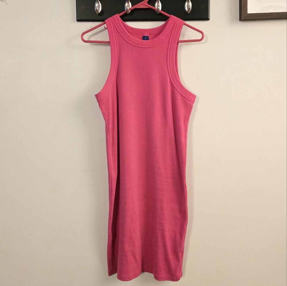 Old Navy Pink Halter Sheath Dress Midi Length